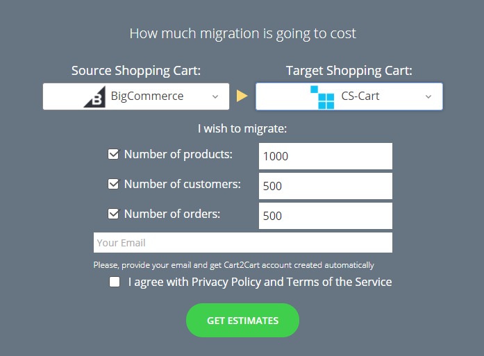 Cart2Cart онлайн-калькулятор