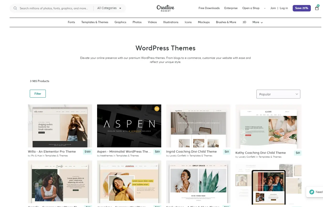 WordPress Theme on Creative Market