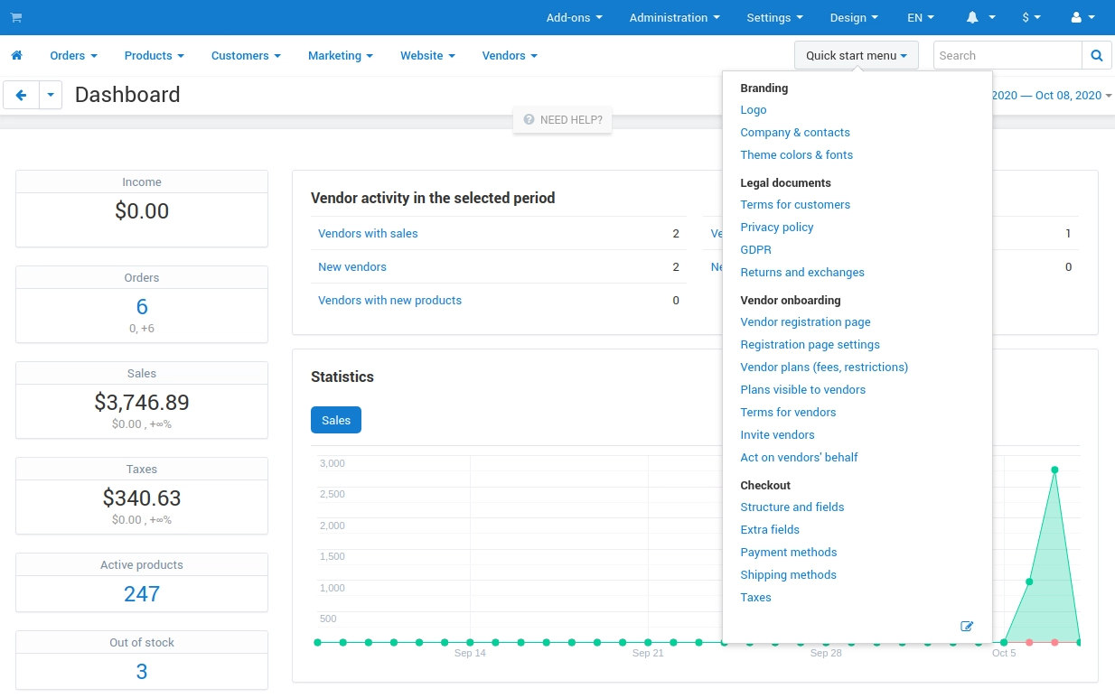 cs-cart admin panel